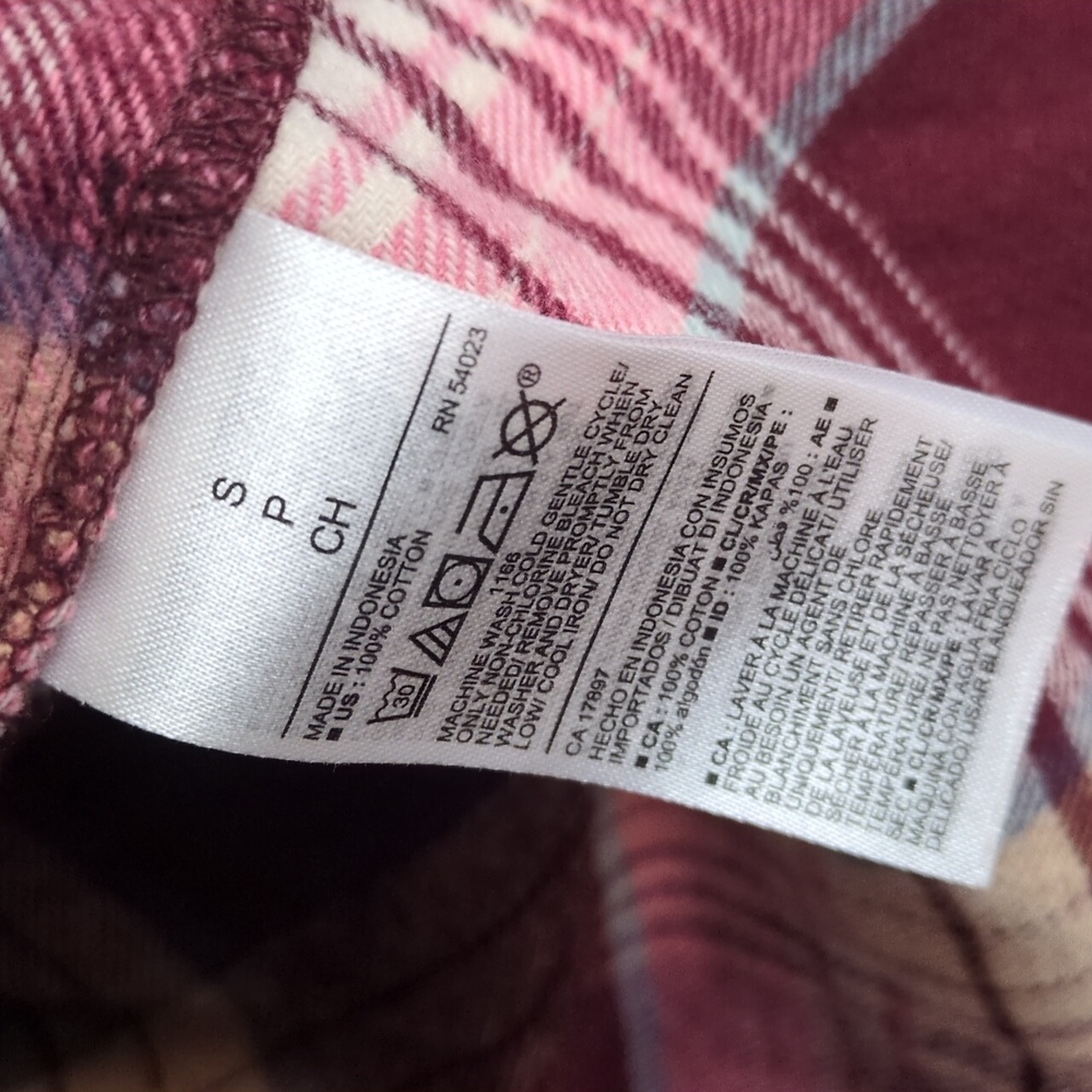 Old Navy Women's Pink & Maroon Plaid Boyfriend Shirt Size S - Picture 5 of 7